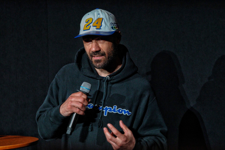 Khalik Allah speaking at the Iowa City Documentary Film Festival.
