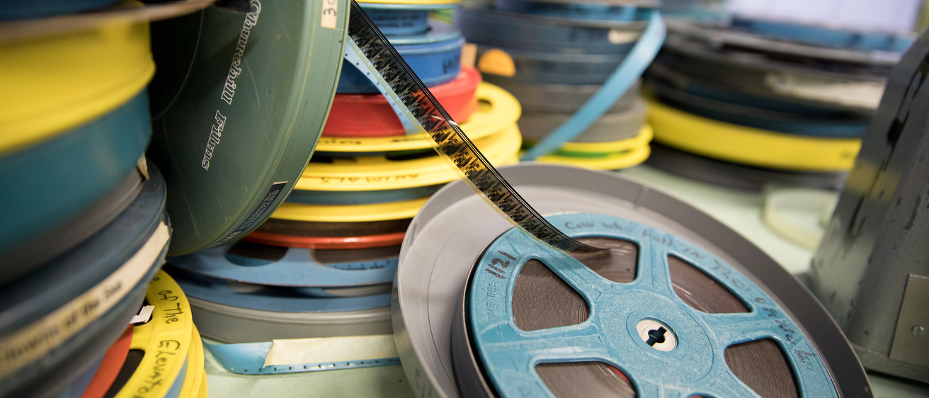 A stack of film reels